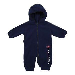 Vintage Polo Ralph Lauren Pajama Fleece Baby Small 3-6M Long Sleeve Body Suit